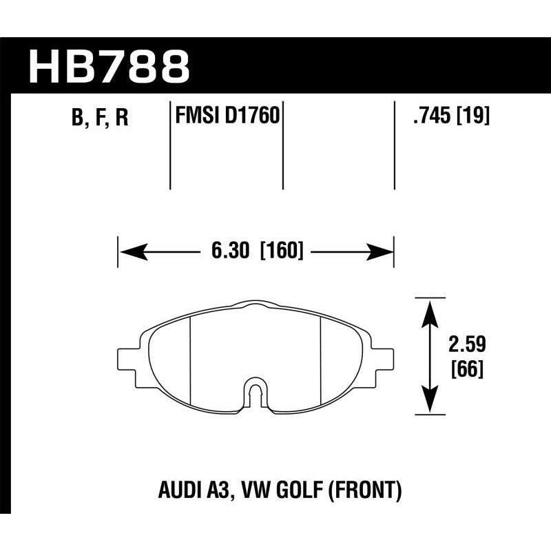 Hawk Performance KHB788B.745 - HAWKHB788B.745 - Hawk 15-17 VW Golf / Audi A3/A3 Quattro Front High Performance 5.0 Brake Pads - Shipped in Europe - Tuningsupply.com