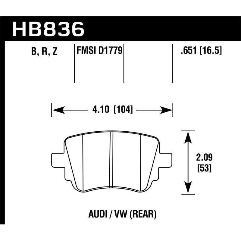 Hawk Performance KHB836B.651 - HAWKHB836B.651 - Hawk 15-17 Volkswagen Golf / 15-16 Volkswagen Golf GTI HPS 5.0 Rear Brake Pads - Shipped in Europe - Tuningsupply.com