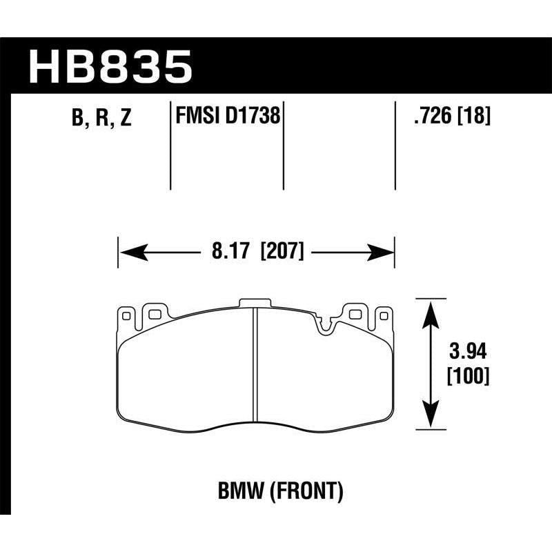 Hawk Performance KHB835Z.726 - HAWKHB835Z.726 - Hawk 15-19 BMW X6 M Performance Ceramic Street Front Brake Pads - Shipped in Europe - Tuningsupply.com