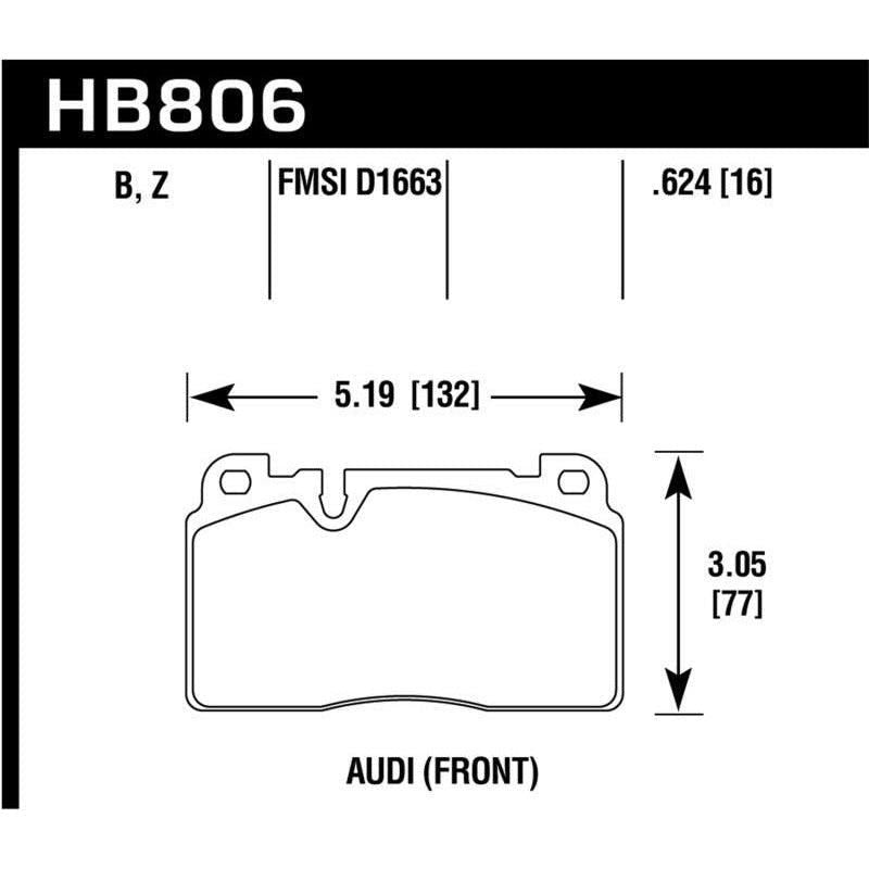 Hawk Performance KHB806Z.624 - HAWKHB806Z.624 - Hawk 16-17 Audi A6 Performance Ceramic Street Front Brake Pads - Shipped in Europe - Tuningsupply.com