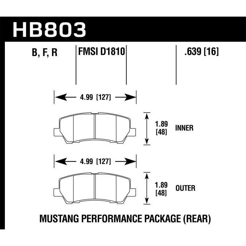 Hawk Performance KHB803B.639 - HAWKHB803B.639 - Hawk 16-17 Ford Mustang Brembo Package HPS 5.0 Rear Brake Pads - Shipped in Europe - Tuningsupply.com