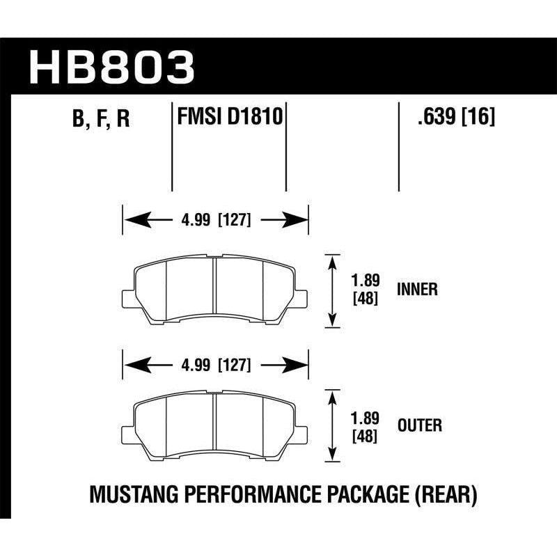 Hawk Performance KHB803B.639 - HAWKHB803B.639 - Hawk 16-17 Ford Mustang Brembo Package HPS 5.0 Rear Brake Pads - Shipped in Europe - Tuningsupply.com