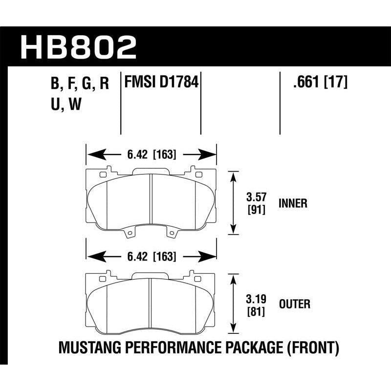 Hawk Performance KHB802N.661 - HAWKHB802N.661 - Hawk 16-17 Ford Mustang HP+ Street Front Brake Pads - Shipped in Europe - Tuningsupply.com