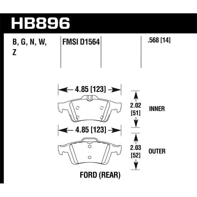 Hawk Performance KHB896B.568 - HAWKHB896B.568 - Hawk 16-18 Ford Focus HPS 5.0 Rear Brake Pads - Shipped in Europe - Tuningsupply.com