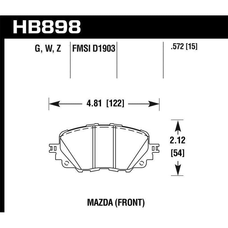 Hawk Performance KHB898G.572 - HAWKHB898G.572 - Hawk 17-19 Fiat 124 Spider DTC-60 Front Brake Pads - Shipped in Europe - Tuningsupply.com