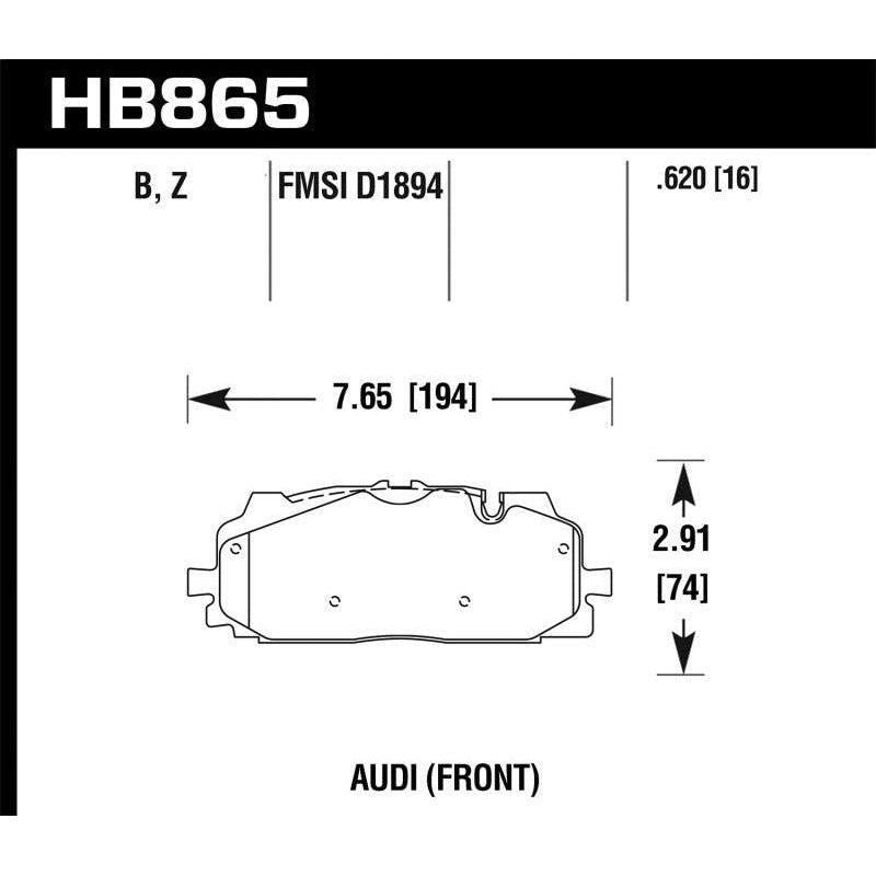 Hawk Performance KHB865Z.620 - HAWKHB865Z.620 - Hawk 18-19 Audi S5 Performance Ceramic Street Front Brake Pads - Shipped in Europe - Tuningsupply.com