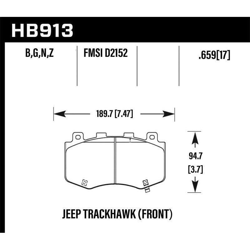 Hawk Performance KHB913Z.659 - HAWKHB913Z.659 - Hawk 18-19 Jeep Grand Cherokee Performance Ceramic Street Front Brake Pads - Shipped in Europe - Tuningsupply.com