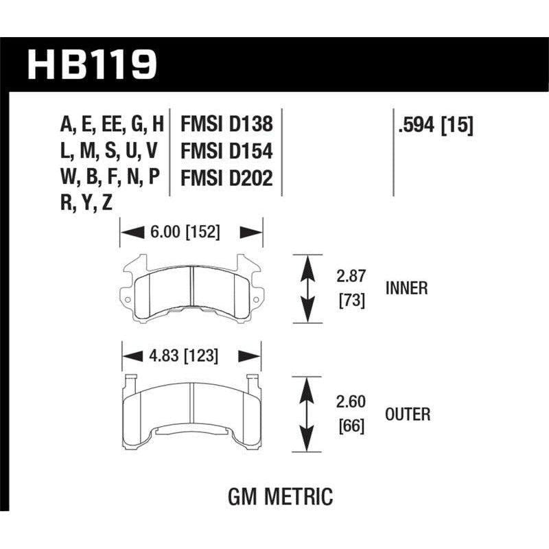 Hawk Performance KHB119B.594 - HAWKHB119B.594 - Hawk 1978-1979 Buick Century Custom HPS 5.0 Front Brake Pads - Shipped in Europe - Tuningsupply.com