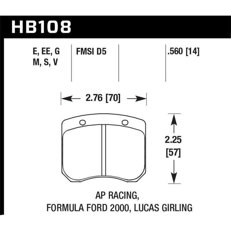 Hawk Performance KHB180B.560 - HAWKHB180B.560 - Hawk 1984-1986 Alfa Romeo GTV-6 2.5 HPS 5.0 Front Brake Pads - Shipped in Europe - Tuningsupply.com