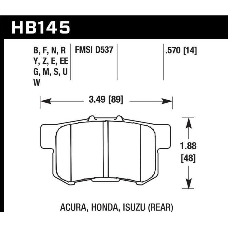 Hawk Performance KHB145B.570 - HAWKHB145B.570 - Hawk 1997-1997 Acura CL 2.2 HPS 5.0 Rear Brake Pads - Shipped in Europe - Tuningsupply.com