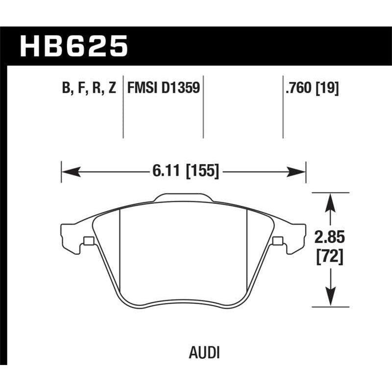 Hawk Performance KHB625B.760 - HAWKHB625B.760 - Hawk 2001-2010 Audi S3 European HPS 5.0 Front Brake Pads - Shipped in Europe - Tuningsupply.com