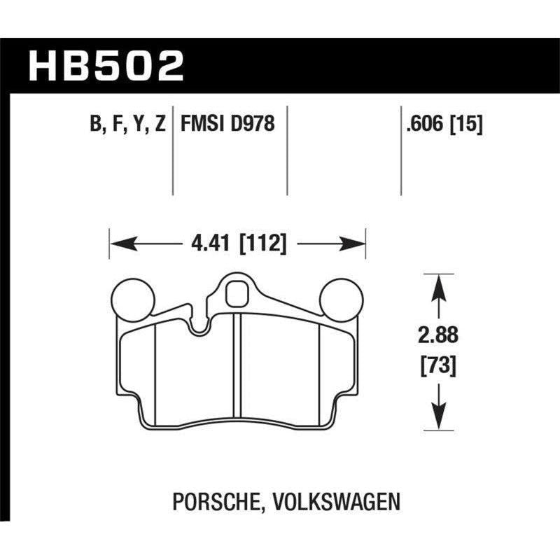 Hawk Performance KHB502B.606 - HAWKHB502B.606 - Hawk 2007-2014 Audi Q7 Premium HPS 5.0 Rear Brake Pads - Shipped in Europe - Tuningsupply.com