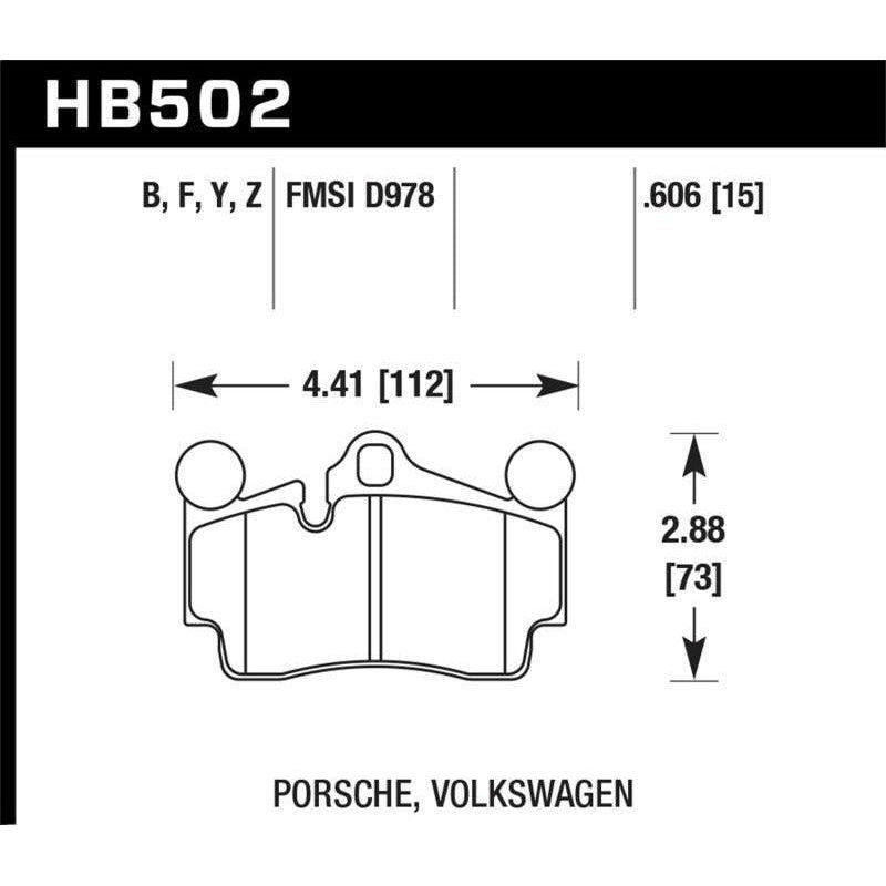 Hawk Performance KHB502B.606 - HAWKHB502B.606 - Hawk 2007-2014 Audi Q7 Premium HPS 5.0 Rear Brake Pads - Shipped in Europe - Tuningsupply.com