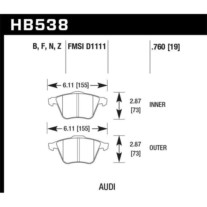 Hawk Performance KHB538B.760 - HAWKHB538B.760 - Hawk 2009-2009 Audi A4 Cabriolet HPS 5.0 Front Brake Pads - Shipped in Europe - Tuningsupply.com