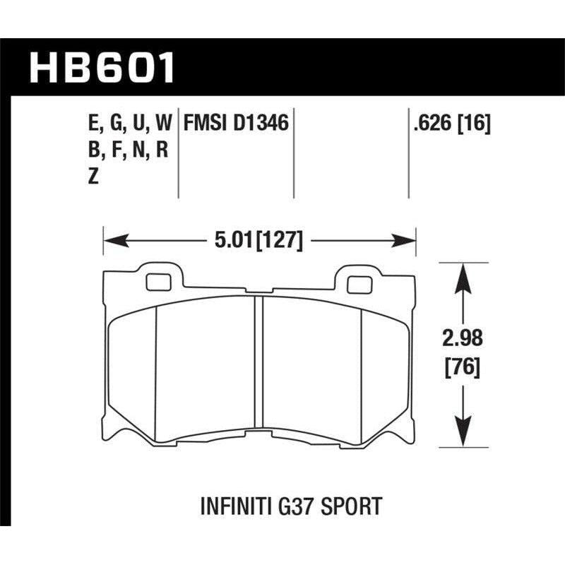 Hawk Performance KHB601B.626 - HAWKHB601B.626 - Hawk 2009-2013 Infiniti FB50 Sport HPS 5.0 Front Brake Pads - Shipped in Europe - Tuningsupply.com