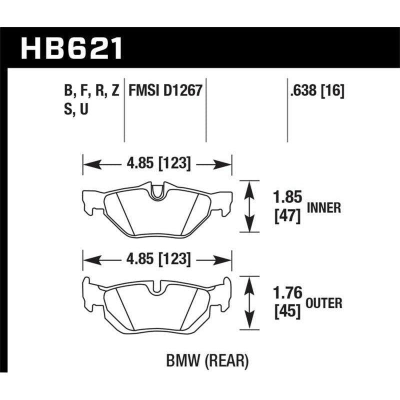 Hawk Performance KHB621B.638 - HAWKHB621B.638 - Hawk 2011-2011 BMW 125i HPS 5.0 Rear Brake Pads - Shipped in Europe - Tuningsupply.com