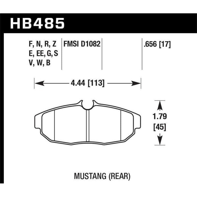 Hawk Performance KHB485B.656 - HAWKHB485B.656 - Hawk 2011-2012 Ford Mustang 5.0L Perf. 5.0 (w/Brembo Brakes) High Perf. Street 5.0 Rear Brake Pads - Shipped in Europe - Tuningsupply.com