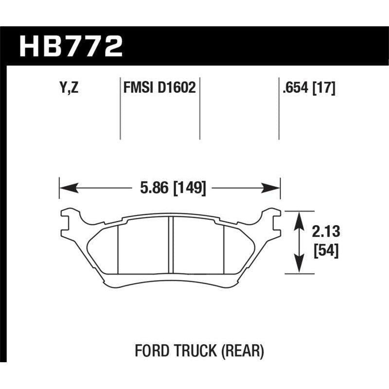 Hawk Performance KHB772Y.654 - HAWKHB772Y.654 - Hawk 2012-2016 Ford F-150 / Full-Size Trucks and SUV - LTS Street Brake Pads - Shipped in Europe - Tuningsupply.com