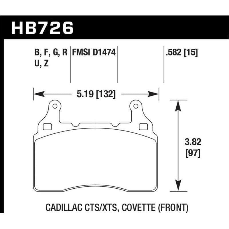 Hawk Performance KHB726B.582 - HAWKHB726B.582 - Hawk 2014 Chevrolet Corvette HPS 5.0 Front Brake Pads - Shipped in Europe - Tuningsupply.com