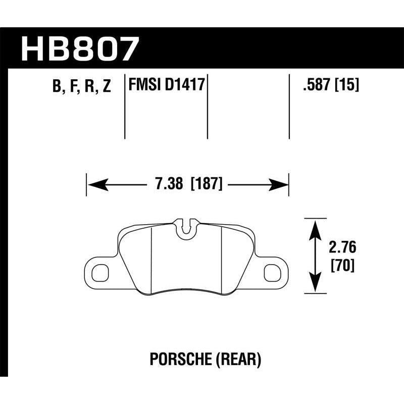 Hawk Performance KHB807B.587 - HAWKHB807B.587 - Hawk 2014 Porsche 911 HPS 5.0 Rear Brake Pads - Shipped in Europe - Tuningsupply.com