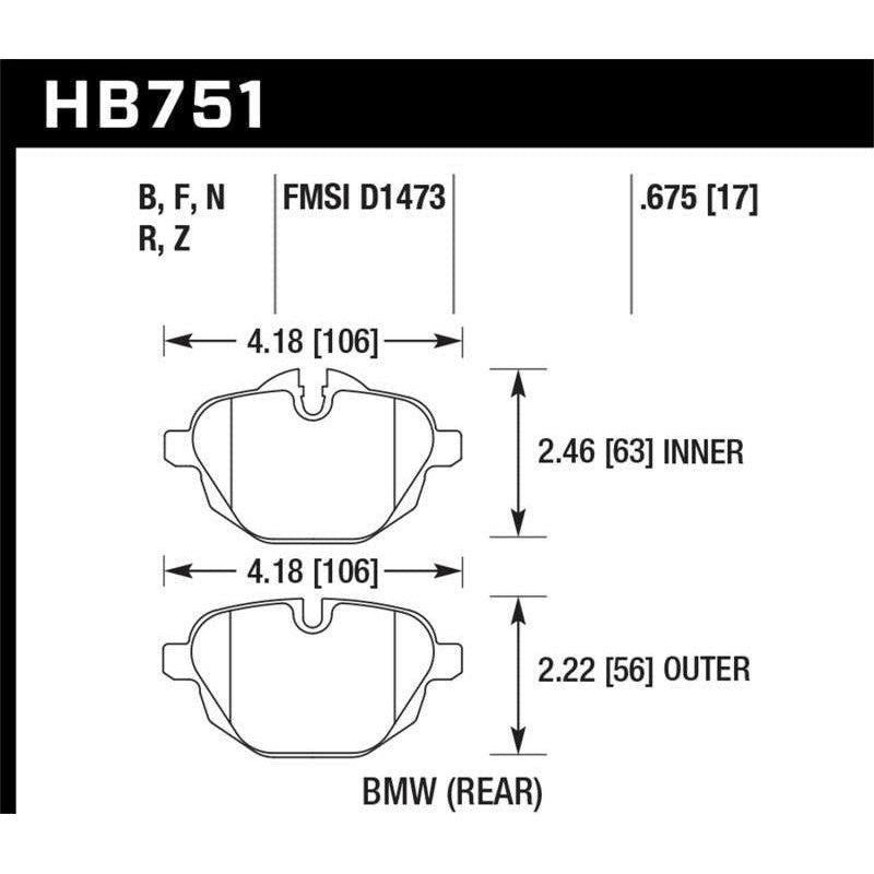Hawk Performance KHB751B.675 - HAWKHB751B.675 - Hawk 2015 BMW 428i Gran Coupe / 11-16 535i / 11-16 X3/X4 HPS 5.0 Rear Brake Pads - Shipped in Europe - Tuningsupply.com