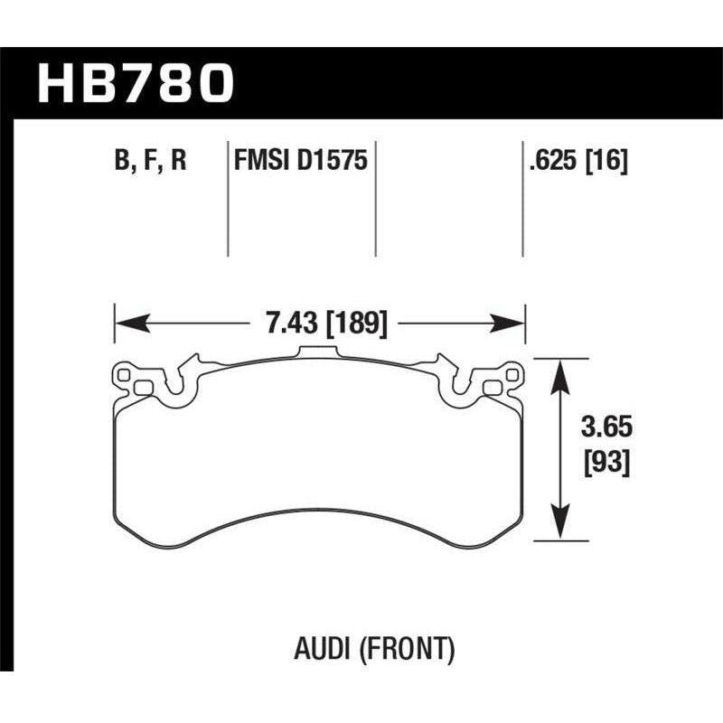 Hawk Performance KHB780B.625 - HAWKHB780B.625 - Hawk 2016 Audi A8 Front High Performance 5.0 Brake Pads - Shipped in Europe - Tuningsupply.com