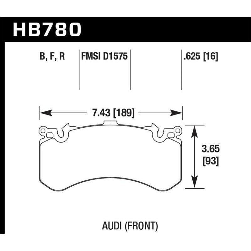 Hawk Performance KHB780B.625 - HAWKHB780B.625 - Hawk 2016 Audi A8 Front High Performance 5.0 Brake Pads - Shipped in Europe - Tuningsupply.com