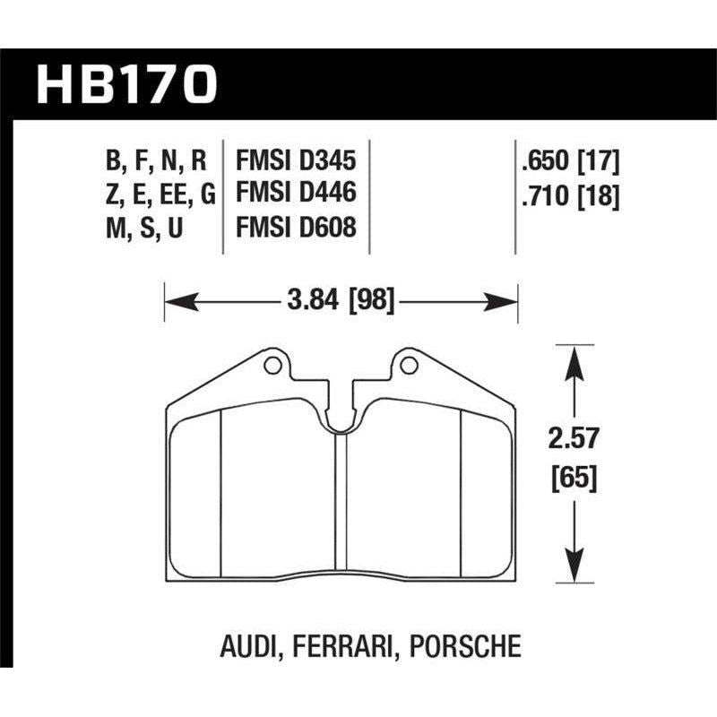 Hawk Performance KHB170G.650 - HAWKHB170G.650 - Hawk 79-99 Porsche 911 / 86-95 Porsche 928 / 86-94 Porsche 944 Turbo DTC-60 Race Rear Brake Pads - Shipped in Europe - Tuningsupply.com