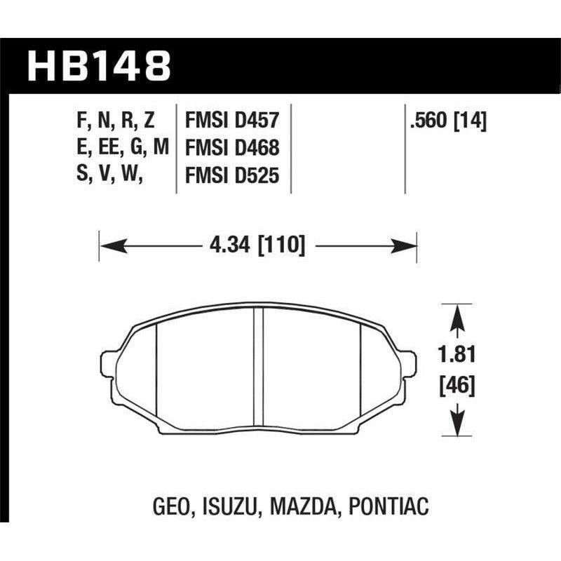Hawk Performance KHB148E.560 - HAWKHB148E.560 - Hawk 89-93 Miata Blue 9012 Race Front Brake Pads D525 - Shipped in Europe - Tuningsupply.com