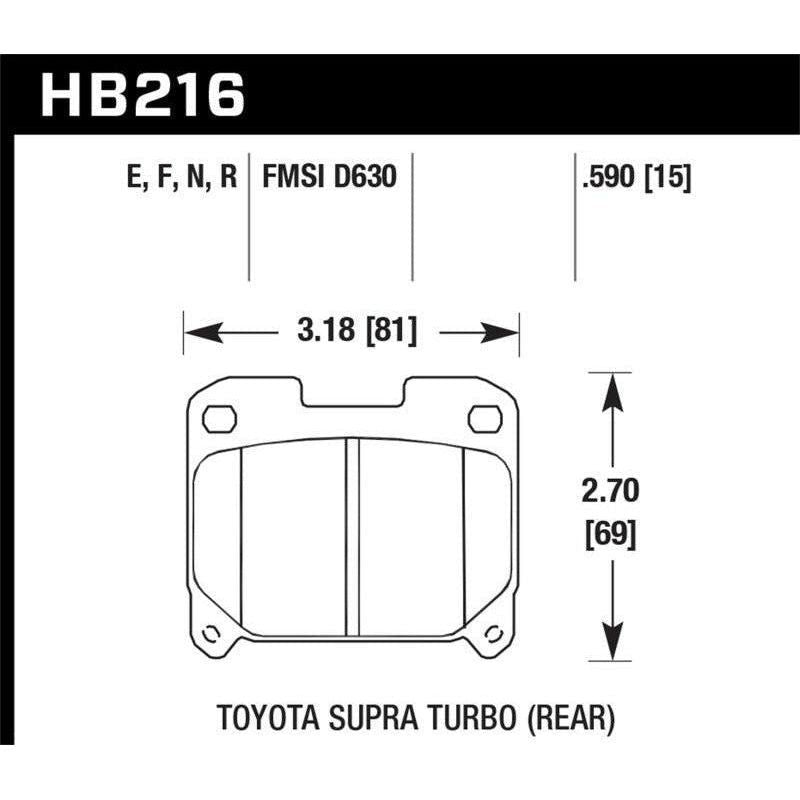 Hawk Performance KHB216F.590 - HAWKHB216F.590 - Hawk 93-98 Toyota Supra TT HPS Street Rear Brake Pads - Shipped in Europe - Tuningsupply.com