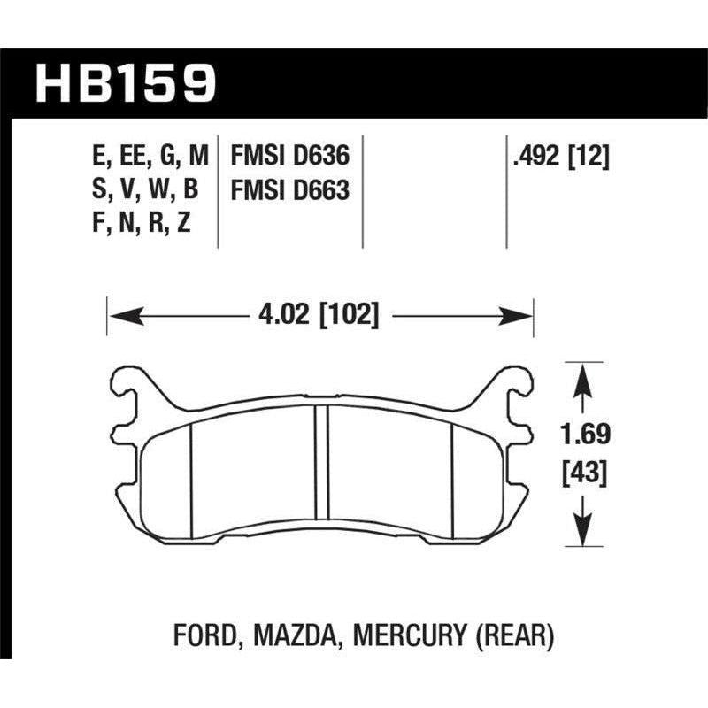Hawk Performance KHB159F.492 - HAWKHB159F.492 - Hawk 94-05 Miata / 01-05 Normal Suspension HPS Street Rear Brake Pads (D636) - Shipped in Europe - Tuningsupply.com