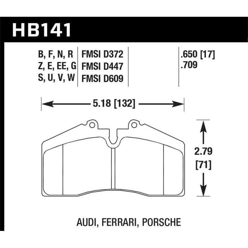 Hawk Performance KHB141U.650 - HAWKHB141U.650 - Hawk 94-96 Ferrari 456GT Rear / 91-94 Porsche 911 Rear / 94-98 Porsche 911 Front / 86-91 Porsche 928 - Shipped in Europe - Tuningsupply.com