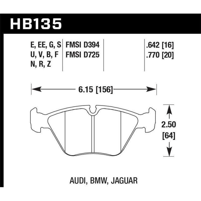Hawk Performance KHB135N.760 - HAWKHB135N.760 - Hawk 95-02 BMW M3 HP+ Street Front Brake Pads - Shipped in Europe - Tuningsupply.com