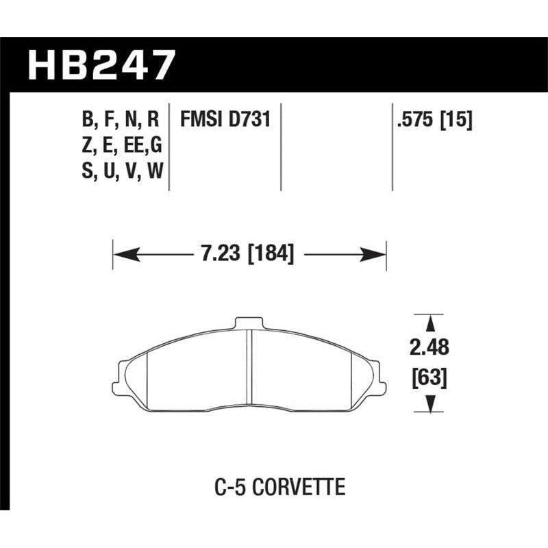 Hawk Performance KHB247Z.575 - HAWKHB247Z.575 - Hawk 97-06 Corvette (incl C5 Z06) Performance Ceramic Street Front Brake Pads - Shipped in Europe - Tuningsupply.com