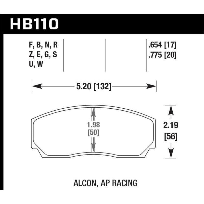 Hawk Performance KHB110Z.654 - HAWKHB110Z.654 - Hawk AP CP5200 Caliper Performance Ceramic Street Brake Pads - Shipped in Europe - Tuningsupply.com