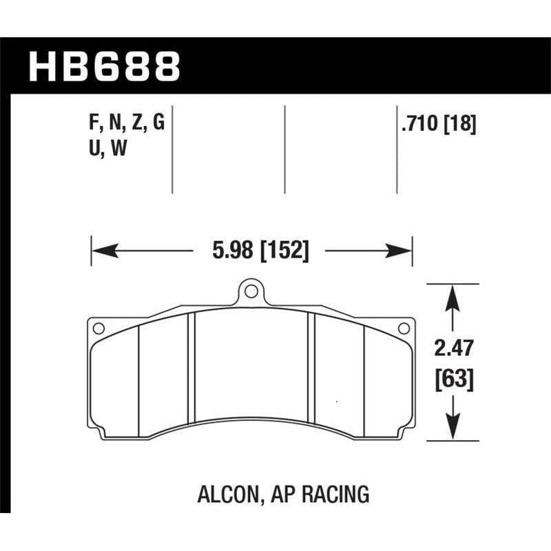 Hawk Performance KHB688G.710 - HAWKHB688G.710 - Hawk AP Racing / Stoptech / Alcon DTC-60 Race Brake Pads - Shipped in Europe - Tuningsupply.com