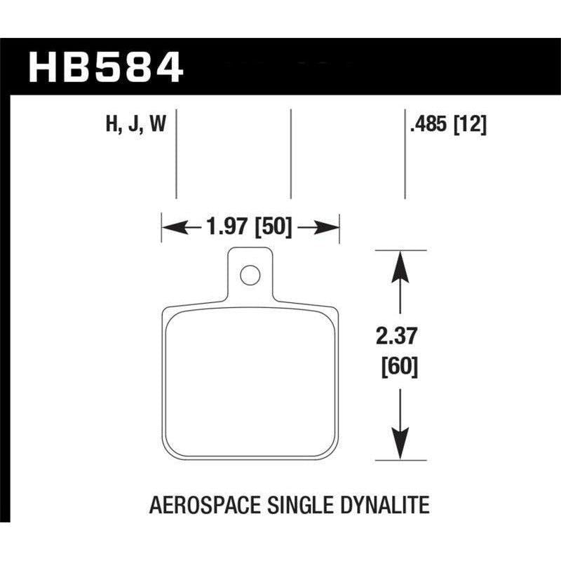 Hawk Performance KHB584F.485 - HAWKHB584F.485 - Hawk Aerospace Single Dynalite 12mm Thickness HPS Street Brake Pads - Shipped in Europe - Tuningsupply.com