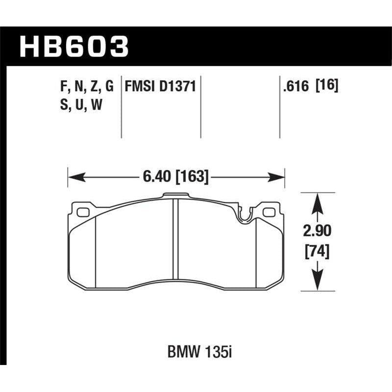 Hawk Performance KHB603G.616 - HAWKHB603G.616 - Hawk BMW 135i DTC-60 Race Front Brake Pads - Shipped in Europe - Tuningsupply.com