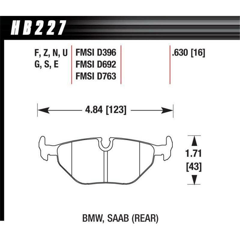 Hawk Performance KHB227E.630 - HAWKHB227E.630 - Hawk BMW 3/5/7 Series / M3 / Z3 / Z4 Race Blue 9012 Rear Brake Pads - Shipped in Europe - Tuningsupply.com