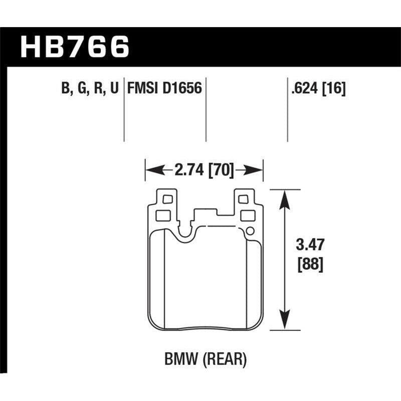 Hawk Performance KHB766U.624 - HAWKHB766U.624 - Hawk BMW M4 DTC-70 Race Rear Brake Pads - Shipped in Europe - Tuningsupply.com