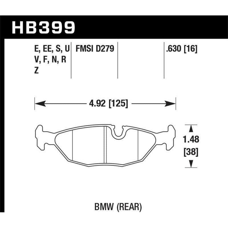Hawk Performance KHB399G.630 - HAWKHB399G.630 - Hawk BMW Motorsport 16mm Thick DTC-60 Rear Race Brake Pads - Shipped in Europe - Tuningsupply.com