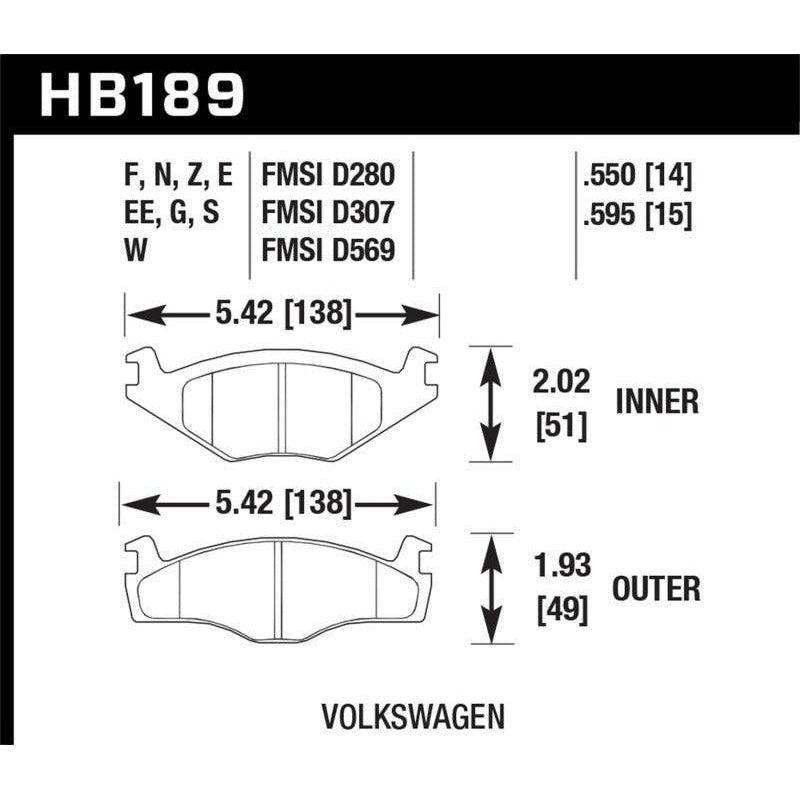 Hawk Performance KHB189E.595 - HAWKHB189E.595 - Hawk Blue 9012 Brake Pads Volkswagen - Shipped in Europe - Tuningsupply.com