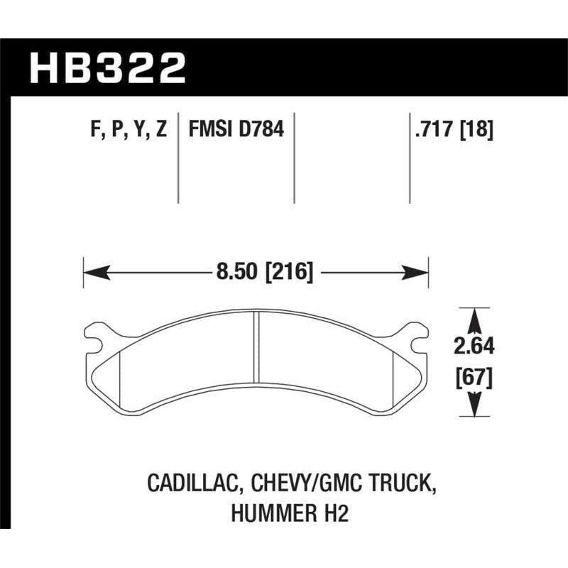 Hawk Performance KHB322P.717 - HAWKHB322P.717 - Hawk Chevy / GMC Truck / Hummer Super Duty Street Front Brake Pads - Shipped in Europe - Tuningsupply.com