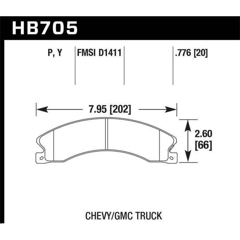 Hawk Performance KHB705P.776 - HAWKHB705P.776 - Hawk Chevy/GMC Express/Silverado/Savana/Sierra 15/25/35/4500 Super Duty Rear Street Brake Pads - Shipped in Europe - Tuningsupply.com