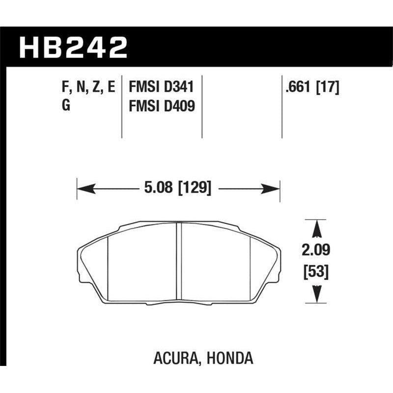 Hawk Performance KHB242N.661 - HAWKHB242N.661 - Hawk HP+ Street Brake Pads - Shipped in Europe - Tuningsupply.com