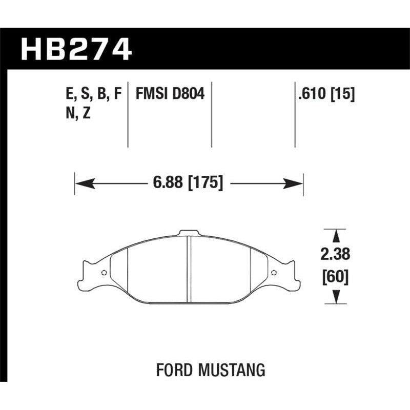 Hawk Performance KHB274N.610 - HAWKHB274N.610 - Hawk HP+ Street Brake Pads - Shipped in Europe - Tuningsupply.com