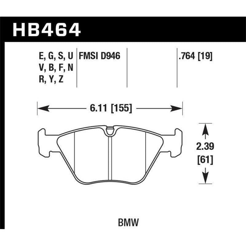 Hawk Performance KHB464N.764 - HAWKHB464N.764 - Hawk HP+ Street Brake Pads - Shipped in Europe - Tuningsupply.com