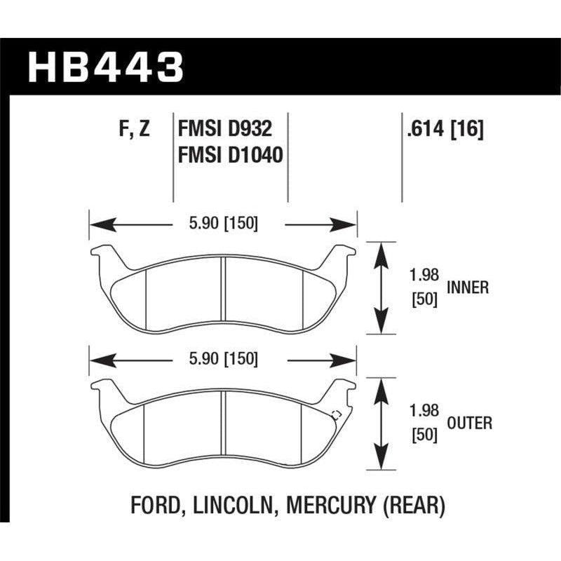 Hawk Performance KHB443F.614 - HAWKHB443F.614 - Hawk HPS Street Brake Pads - Shipped in Europe - Tuningsupply.com