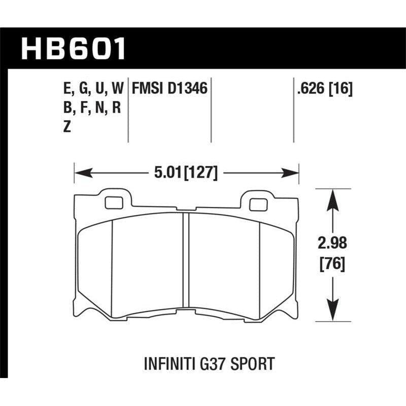 Hawk Performance KHB601N.626 - HAWKHB601N.626 - Hawk Infiniti G37 Sport HP+ Street Front Brake Pads - Shipped in Europe - Tuningsupply.com