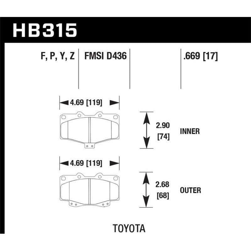 Hawk Performance KHB315Y.669 - HAWKHB315Y.669 - Hawk LTS Street Brake Pads - Shipped in Europe - Tuningsupply.com